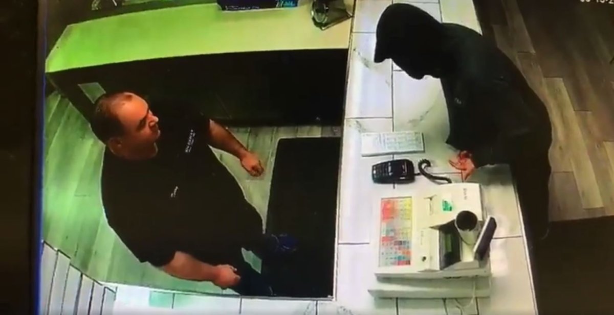 A video of an attempted robbery at a Saint John pizza shop has gone viral.