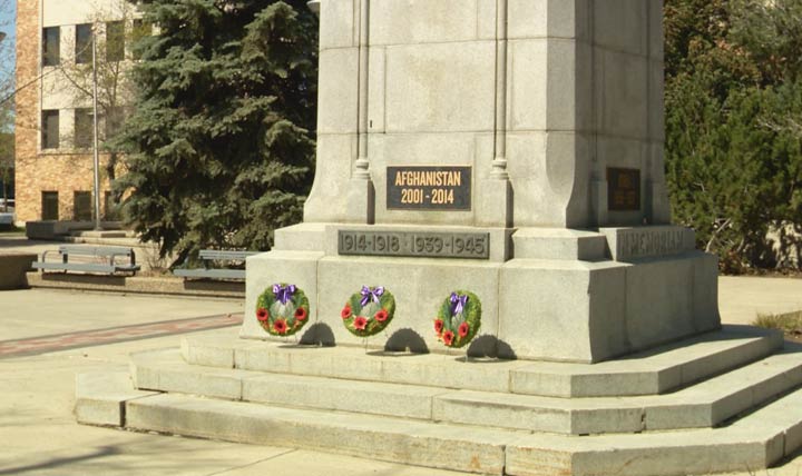 A plaque was added to the Saskatoon cenotaph, marking the North Saskatchewan Regiment's efforts in the 13-year war in Afghanistan.