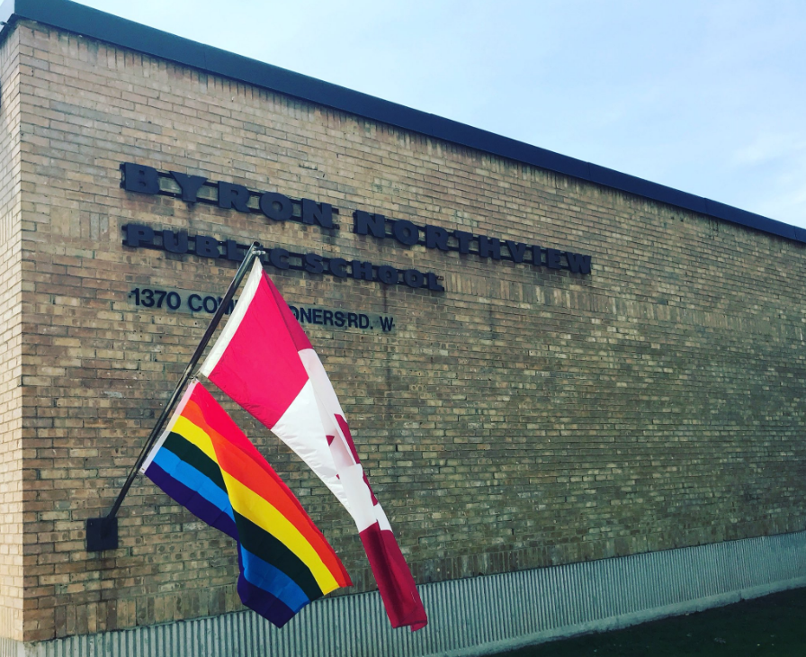 The pride flag has been raised outside Byron Northview Public School in London, Ont.