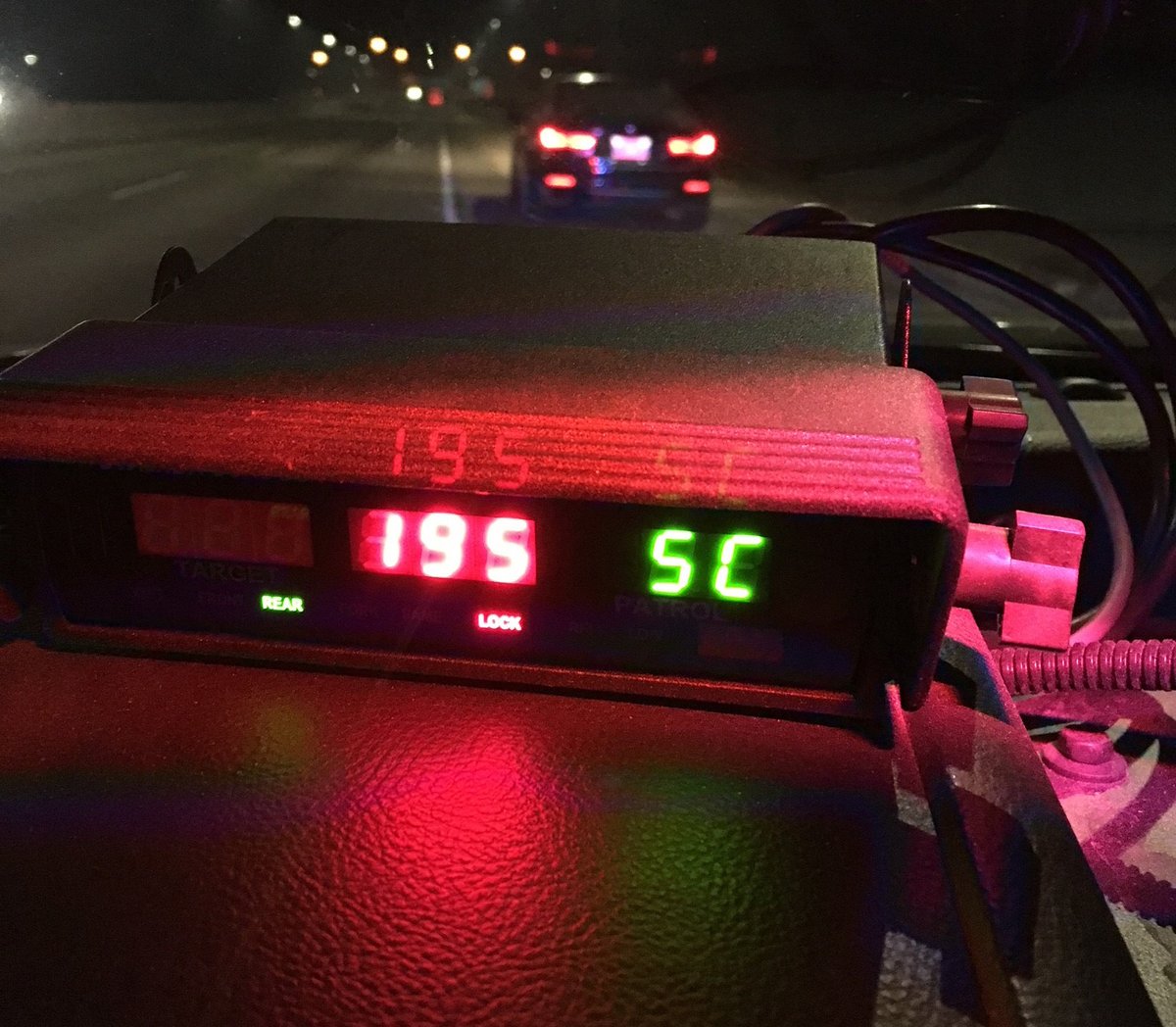 Mounties shared this photo of radar equipment nailing a driver for going 195 km/h.