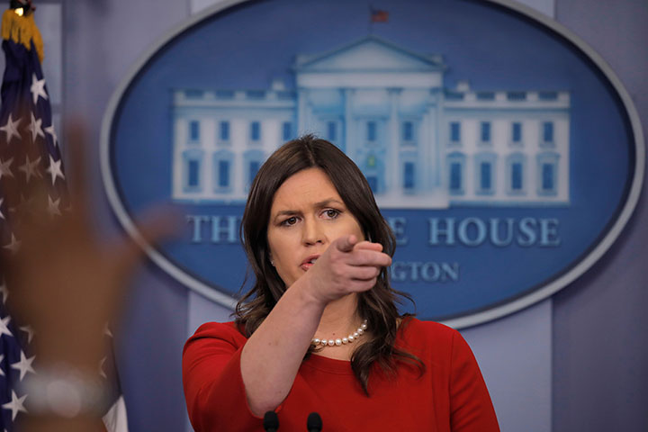 White House Press Secretary Sarah Sanders holds the daily briefing at the White House in Washington, DC, May 3, 2018. 
