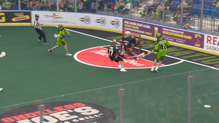Mark Matthews led the attack for the Saskatchewan Rush as they won their fourth straight West Division Final, beating the Calgary Roughnecks 15-13.
