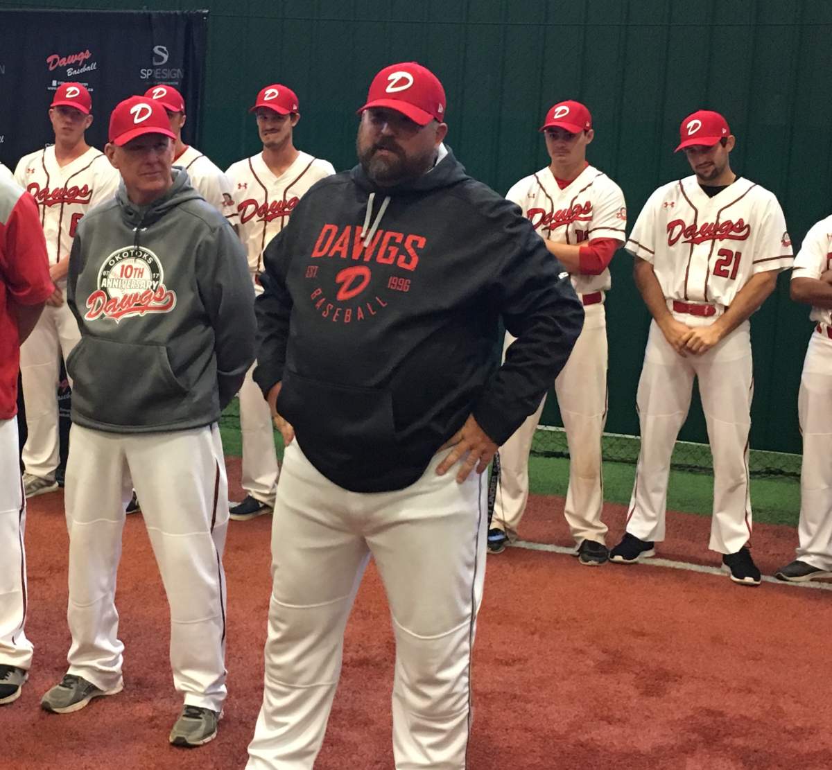 New Okotoks Dawgs Head Coach Mitch Schmidt at the Seaman Stadium Duvernay Fieldhouse in Okotoks. May 31st, 2018.