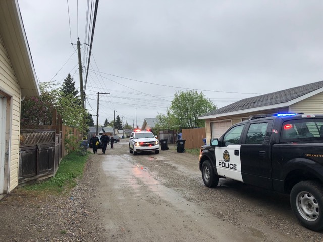Calgary police on the scene of a shooting in southeast Calgary on Thursday, May 17.