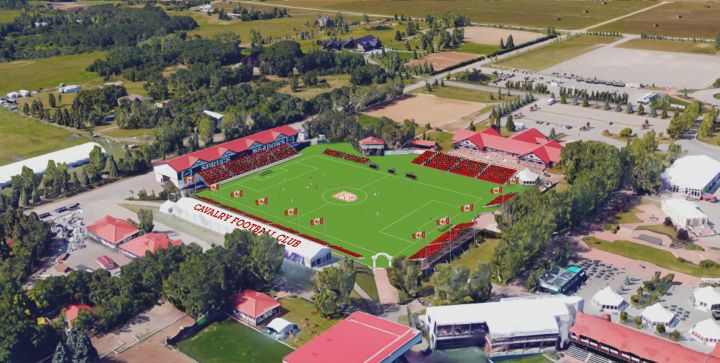 An artist\’s rendering of the future home of Cavalry FC at Calgary\’s Spruce Meadows equestrian complex.