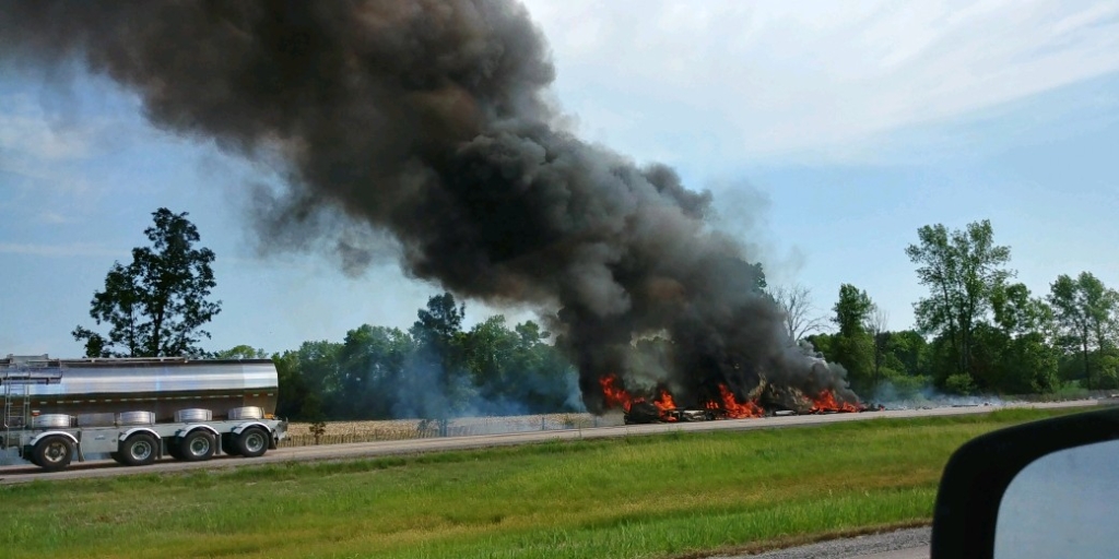 A blazing tractor trailer fire has shut down the west-bound lanes of the 401 near Napanee.