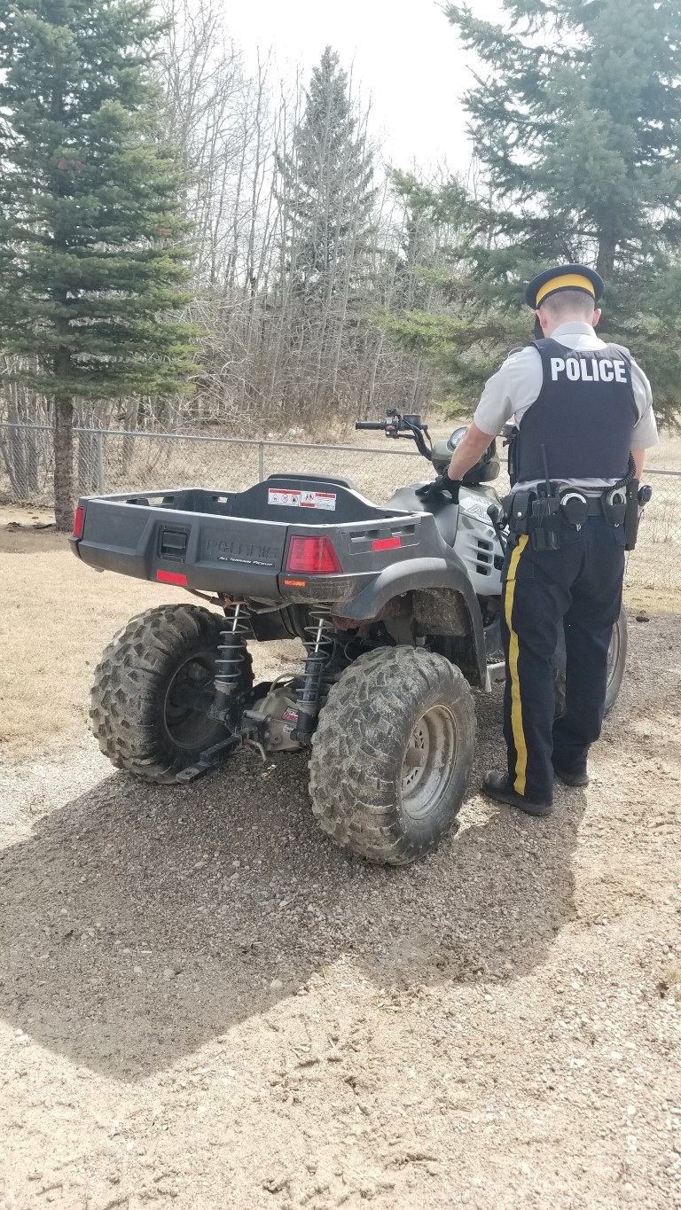 On April 30, at approximately 2:40 p.m., a Big River RCMP member who was on patrol saw an ATV being driven on the streets of Big River.