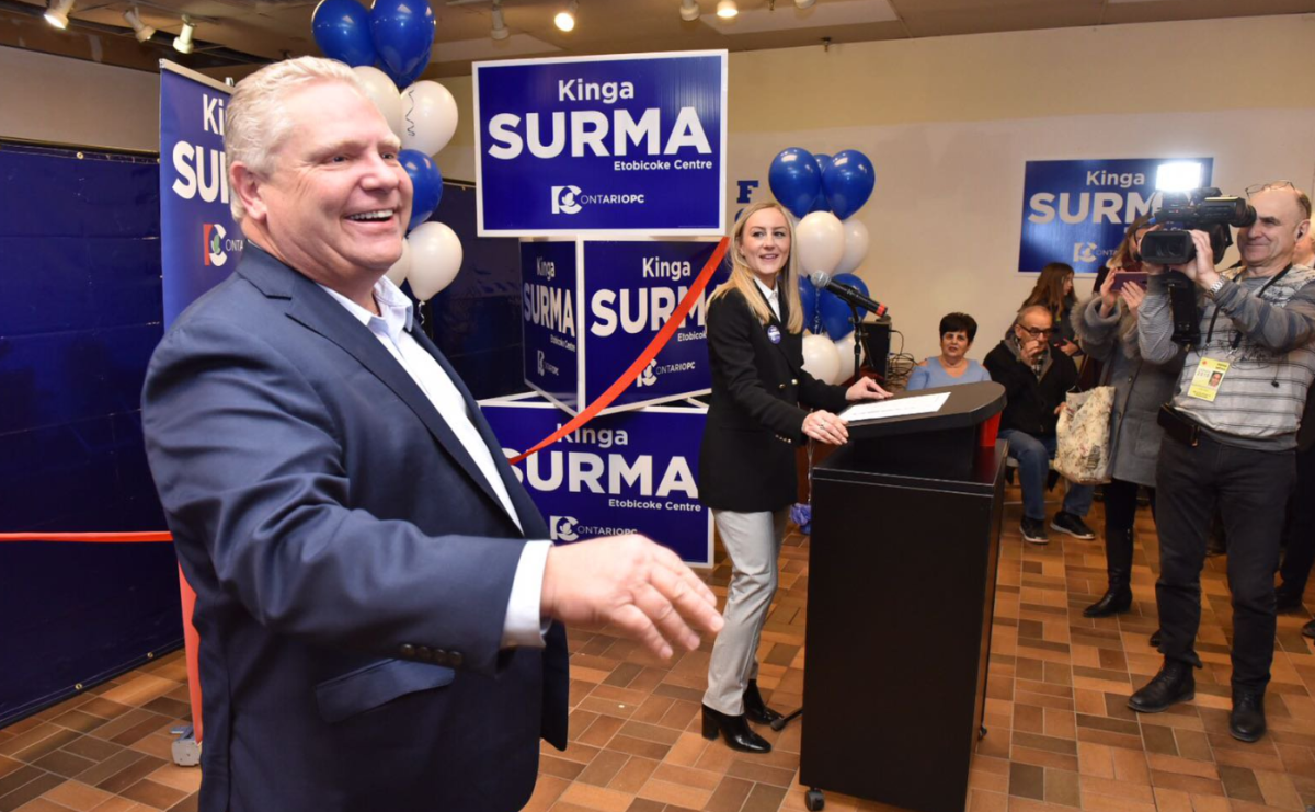 Doug Ford pictured with with Etobicoke Centre PC candidate Kinga Surma taken in April.