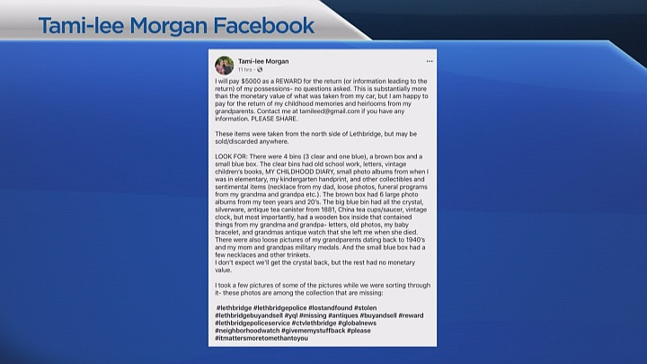 Facebook post from Tami-lee Morgan