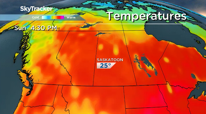 Temperatures stay in the mid-20s on Sunday in Saskatoon.