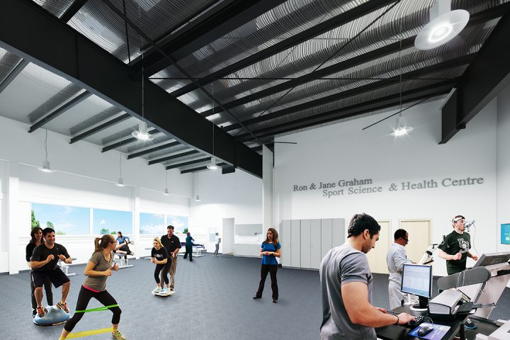 An artist's rendering of one of the spaces that will be featured in the Ron and Jane Graham Sport Science and Health Centre.