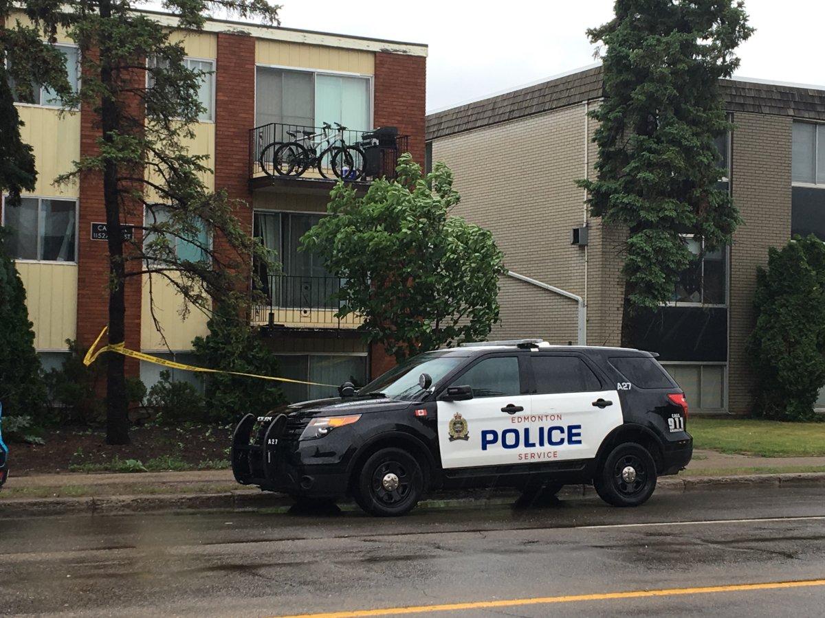 Edmonton police investigate suspicious death in apartment suite near 115 Avenue and 124 Street, Monday, June 11, 2018.