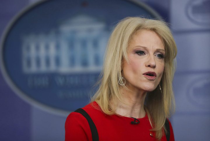 Kellyanne Conway speaks during her interview with CNN in the White House on March 23.