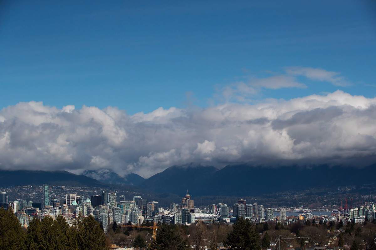 Condo and office towers fill the downtown skyline in Vancouver, B.C., on Friday, March 30, 2018. 