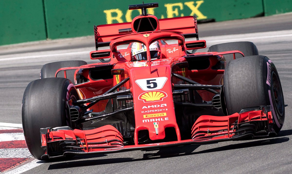 Ferrari driver Sebastian Vettel of Germany takes a turn at the hairpin during the third practice session at the Canadian Grand Prix in Montreal, Saturday, June 9, 2018.