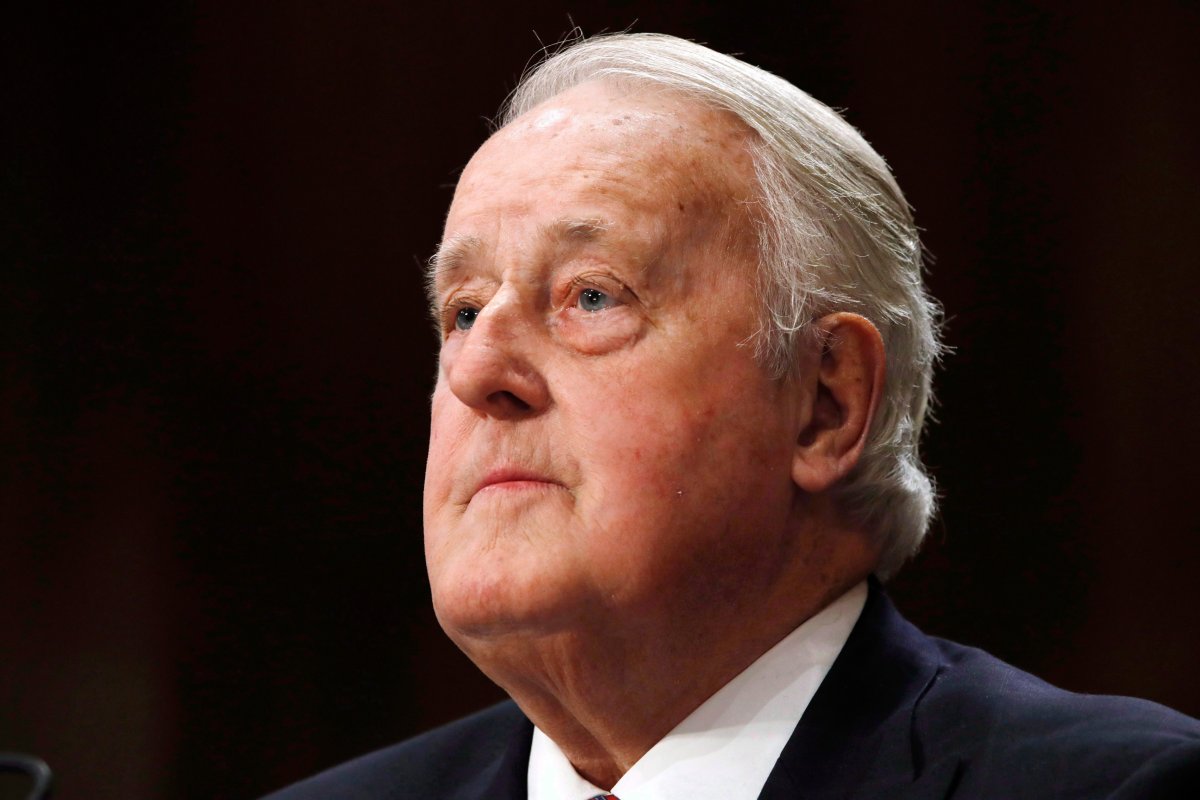 Brian Mulroney, the former prime minister of Canada, attends a Senate Foreign Relations Committee hearing on the Canada-U.S.-Mexico relationship, Tuesday, Jan. 30, 2018, on Capitol Hill in Washington. Mulroney predicts Donald Trump's unprecedented diatribe against Justin Trudeau is a passing storm.