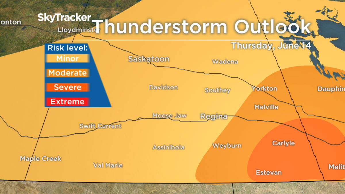 Severe thunderstorm, tornado threat Thursday in southeast Sask. - image