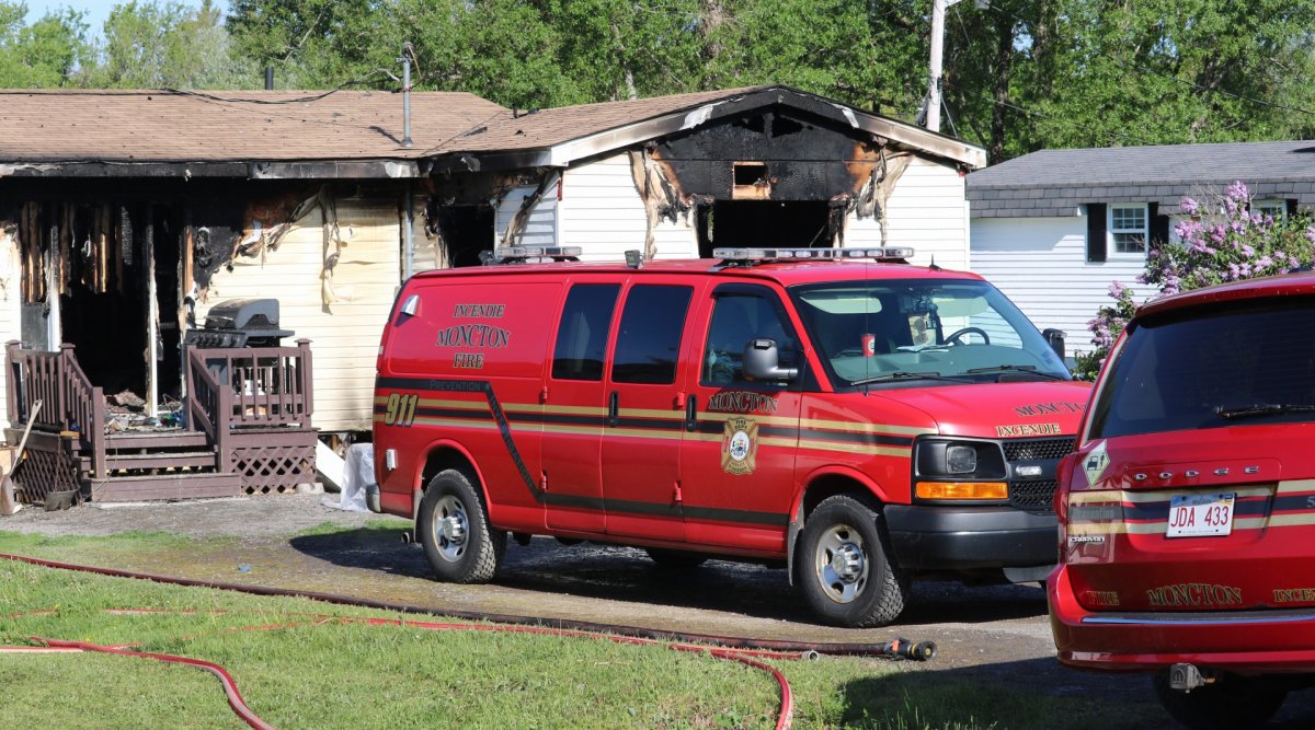 Two adults and a toddler have been displaced, following a fire at a mobile home in Moncton.