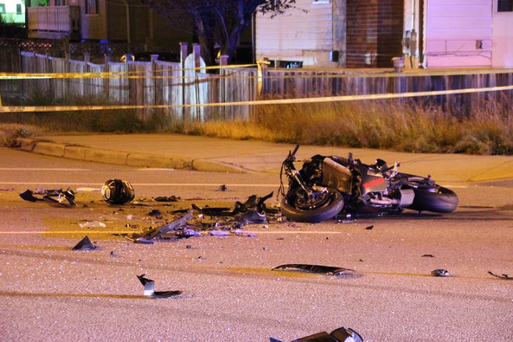 A motorcyclist was injured in Surrey Monday night.