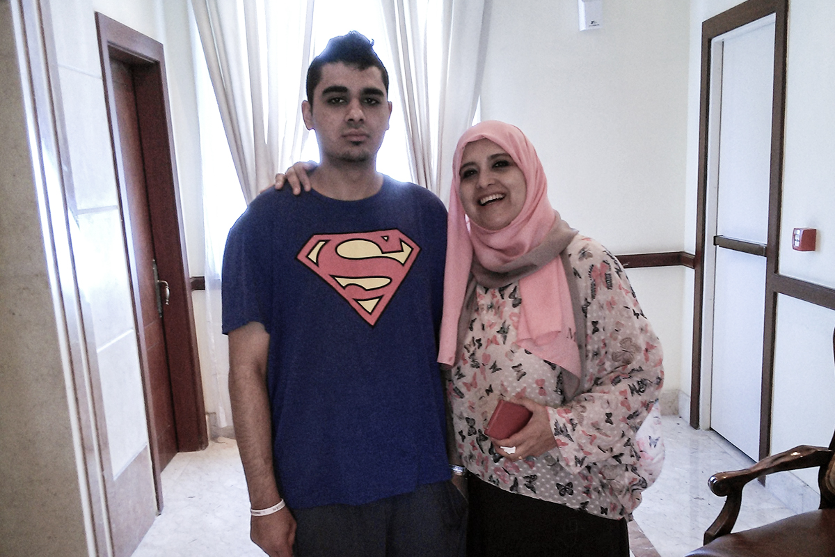 “My son is sick,” Khdiga Metwally (right) said of her son Abdulrahman El Bahnasawy.
