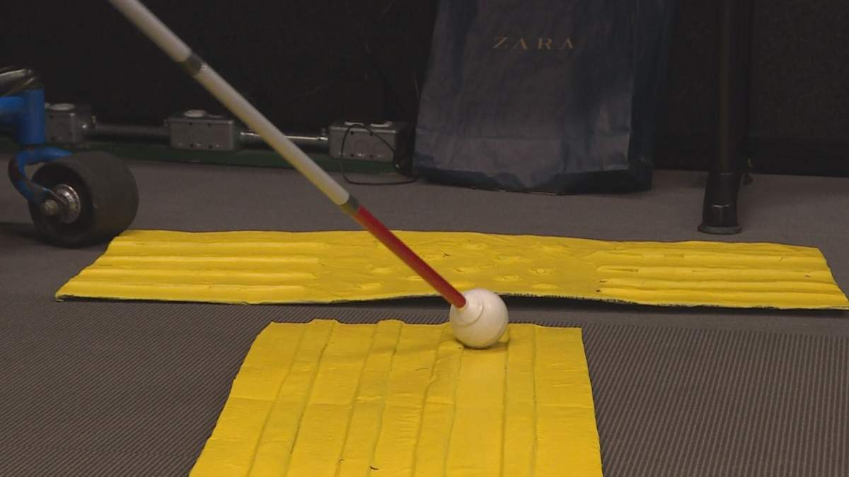 Safety guiding tread prototype for the blind.