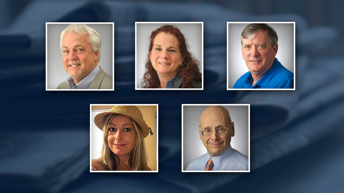 From top right: Rob Hiaasen, Wendi Winters, John McNamara, Rebecca Smith, Gerald Fischman.