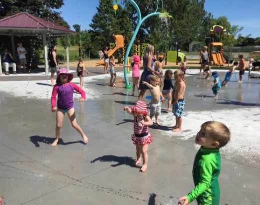 The splash pad at Barnardo Park in Peterborough's north end.