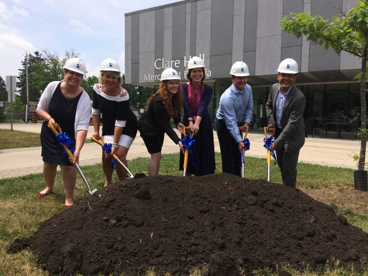 Associates and Faculty members of Brescia University College celebrate the ground-breaking ceremony of Academic Pavilion June 18.