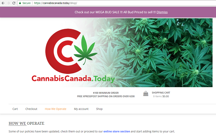 A screenshot of the cannabiscanada.today website.