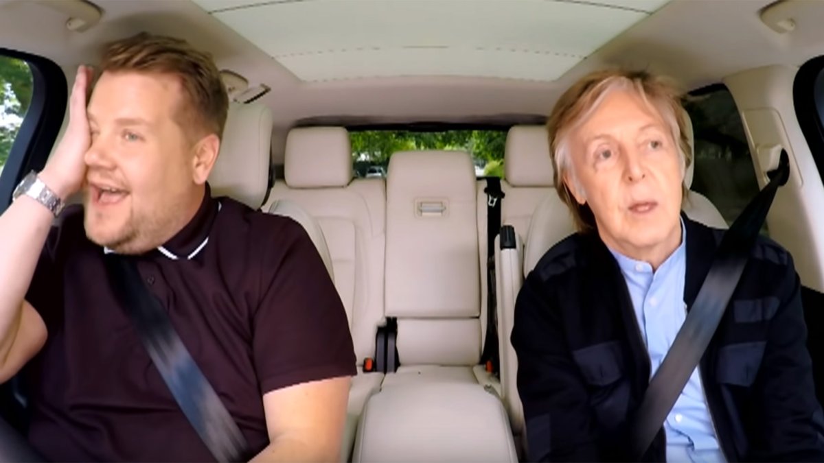 James Corden and Paul Mccartney on 'Carpool Karaoke.'.