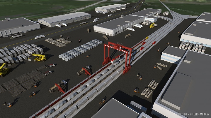 This artist rendering depicts the planned $100 million dollar CentrePort rail park and terminal.