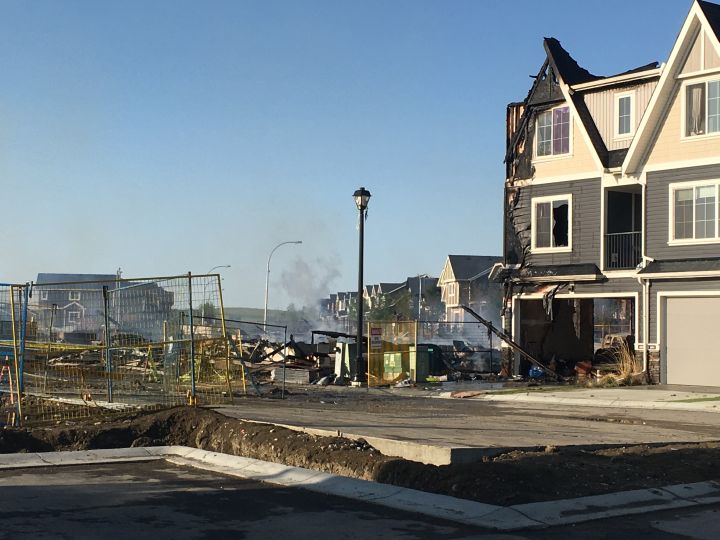 A fire damaged several homes on Fireside Boulevard in Cochrane Wednesday.