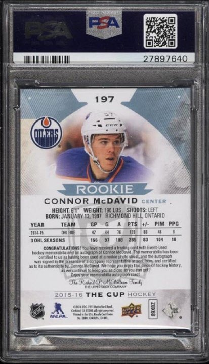 Connor McDavid rookie card now most expensive modern era hockey card ...
