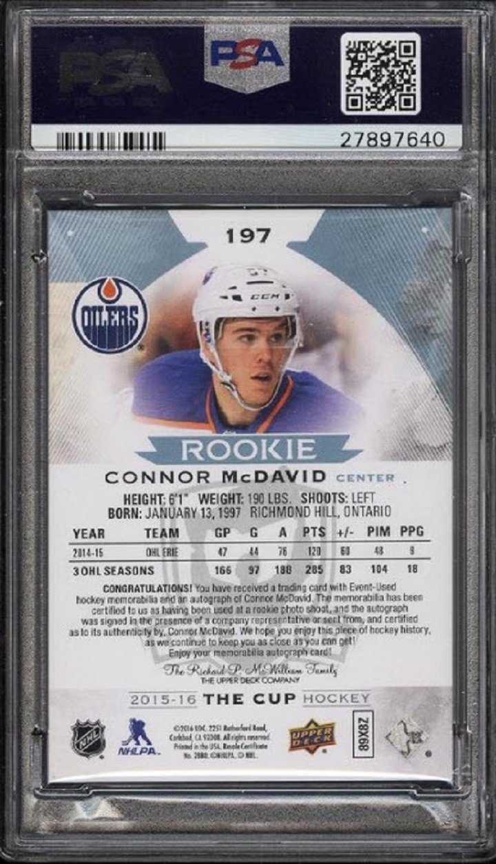 Connor McDavid rookie card now most expensive modern era hockey card