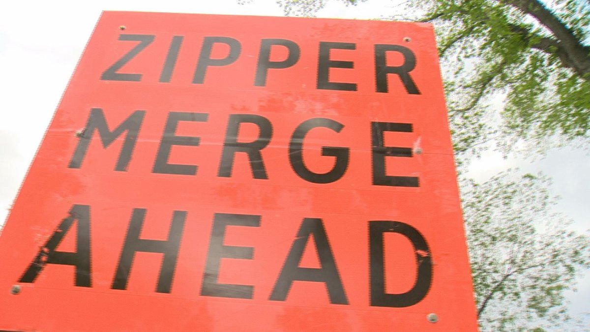 A city zipper merge pilot project is underway on Dewdney Ave.