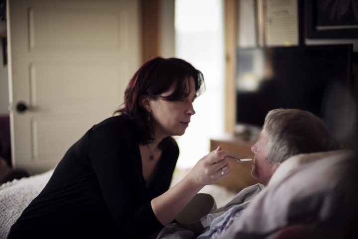 Catherine Kelly cares for her mother Isabel, 81, who has end-stage vascular dementia. Isabel lives with Catherine, her partner Wayne Walsh and their two young children in Harbour Main, NL.