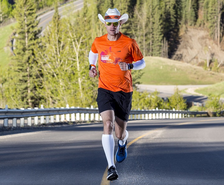 Dave Proctor runs in Sheep River Provincial Park, Alta. in this undated handout photo. 