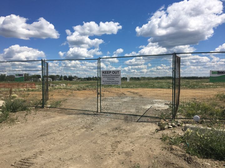 The former Domtar wood treatment facility site in northeast Edmonton Thursday, June 28, 2018. 
