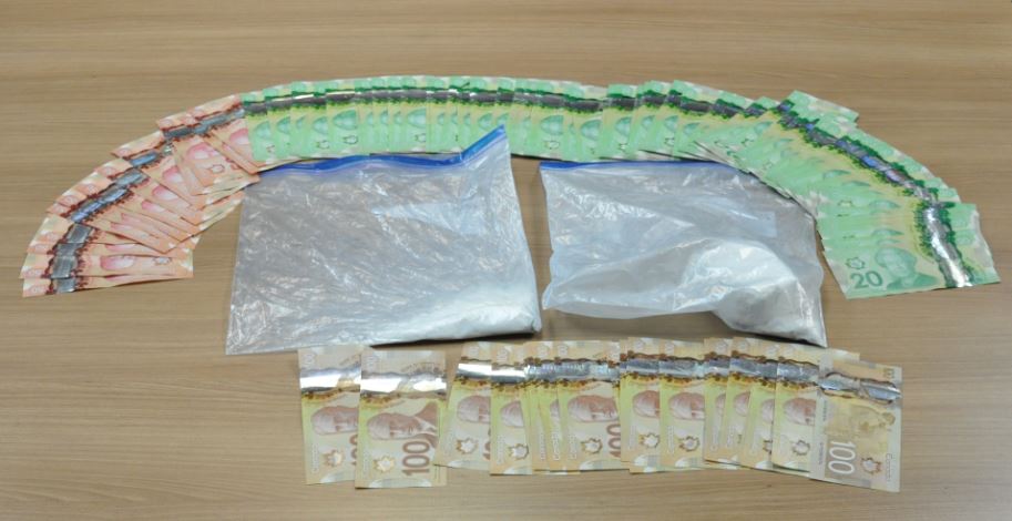 Drugs and cash seized in Dauphin, MB, on June 5, 2018.