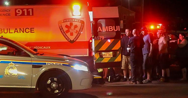 EMS and RCMP respond to a bear macing incident at a fair in Moncton on Friday, June 1, 2018. 