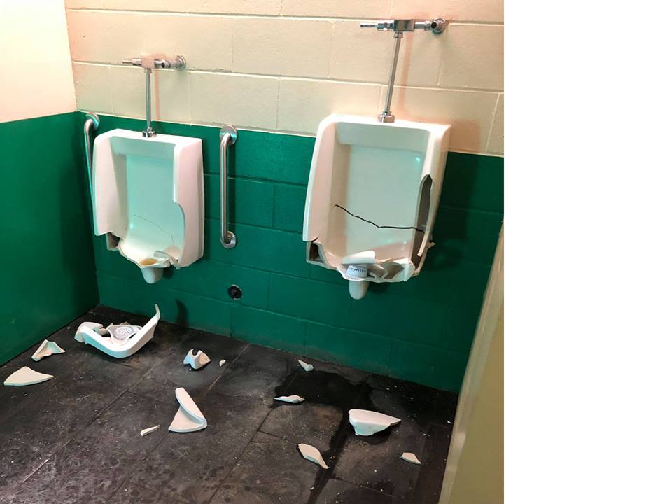 One of the six images Wakamow Valley shared on Facebook of the vandalism left in their Kiwanis Pavilion bathrooms.
