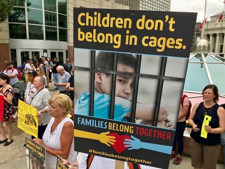 The rally against family separation in Winnipeg was one of more than a dozen across Canada.