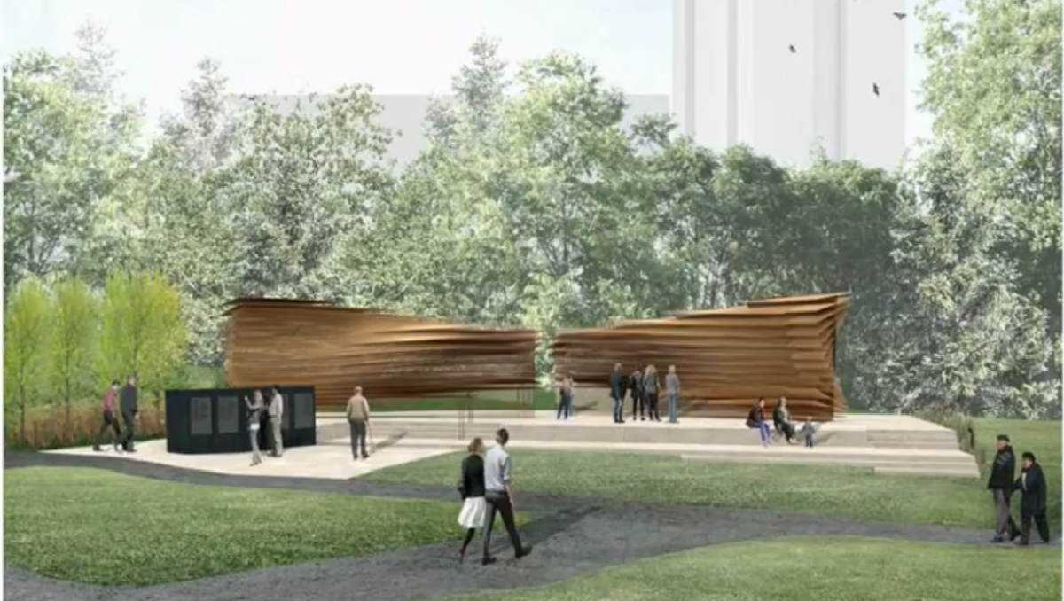 A concept drawing of the final design for the victims of communism monument that was approved at the NCC board of directors meeting Thursday.