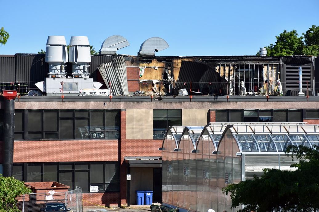 Fire crews say there was nobody in the building at the time of the fire.