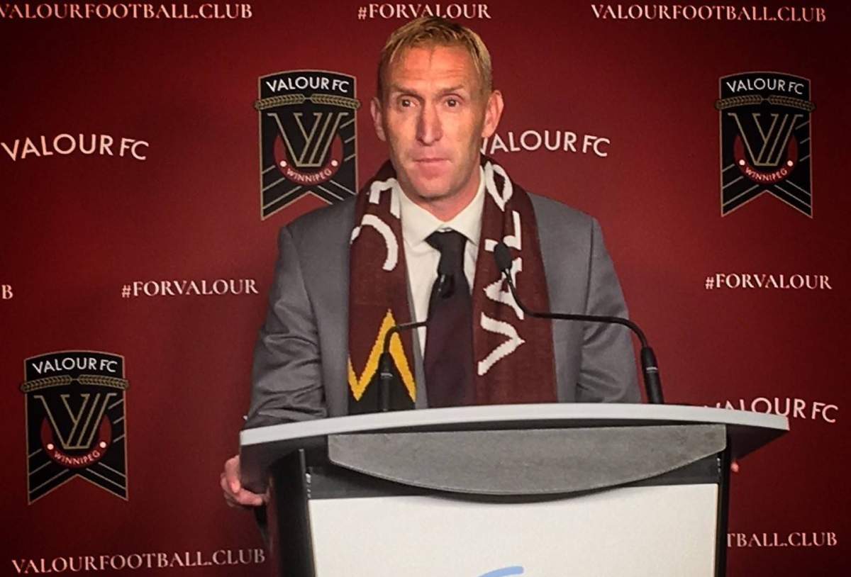 Rob Gale, head coach of the city's new professional soccer team, Valour FC.