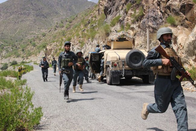 Afghan security force members take part in a military operation in Kunar province, eastern Afghanistan, Aug. 10, 2017. 