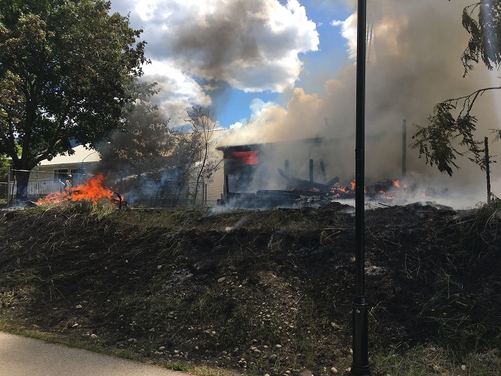 Two houses were destroyed by fire in Grand Forks., B.C., on Wednesday.