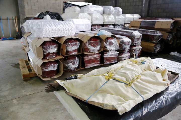 Bodies of victims who died during the eruption of the Fuego volcano are seen at the morgue of Escuintla, Guatemala June 7, 2018.