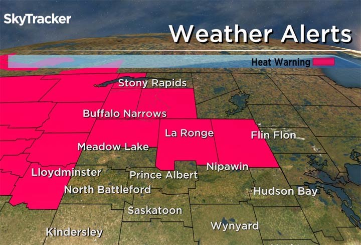 Several regions of northern Saskatchewan are under a heat warning, which is expected to last until at least Thursday.