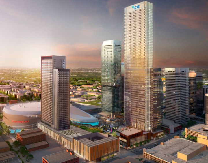 An artist's rendering of the Ice District development in downtown Edmonton.